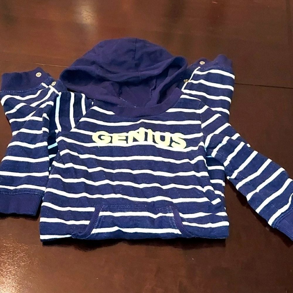 Carter's Navy Blue Striped Hooded Jumpsuit 18M